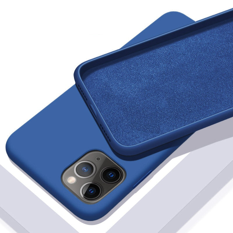 Capa de silicone macio de cor sólida para iPhone