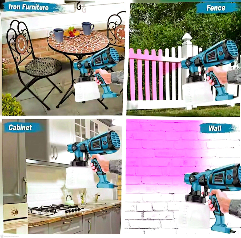 Pistola de pulverização elétrica HVLP de 800W e 400ml com 4 bicos de cobre para moveis,Cercas, Paredes, Carros e pintura DIY em Casa