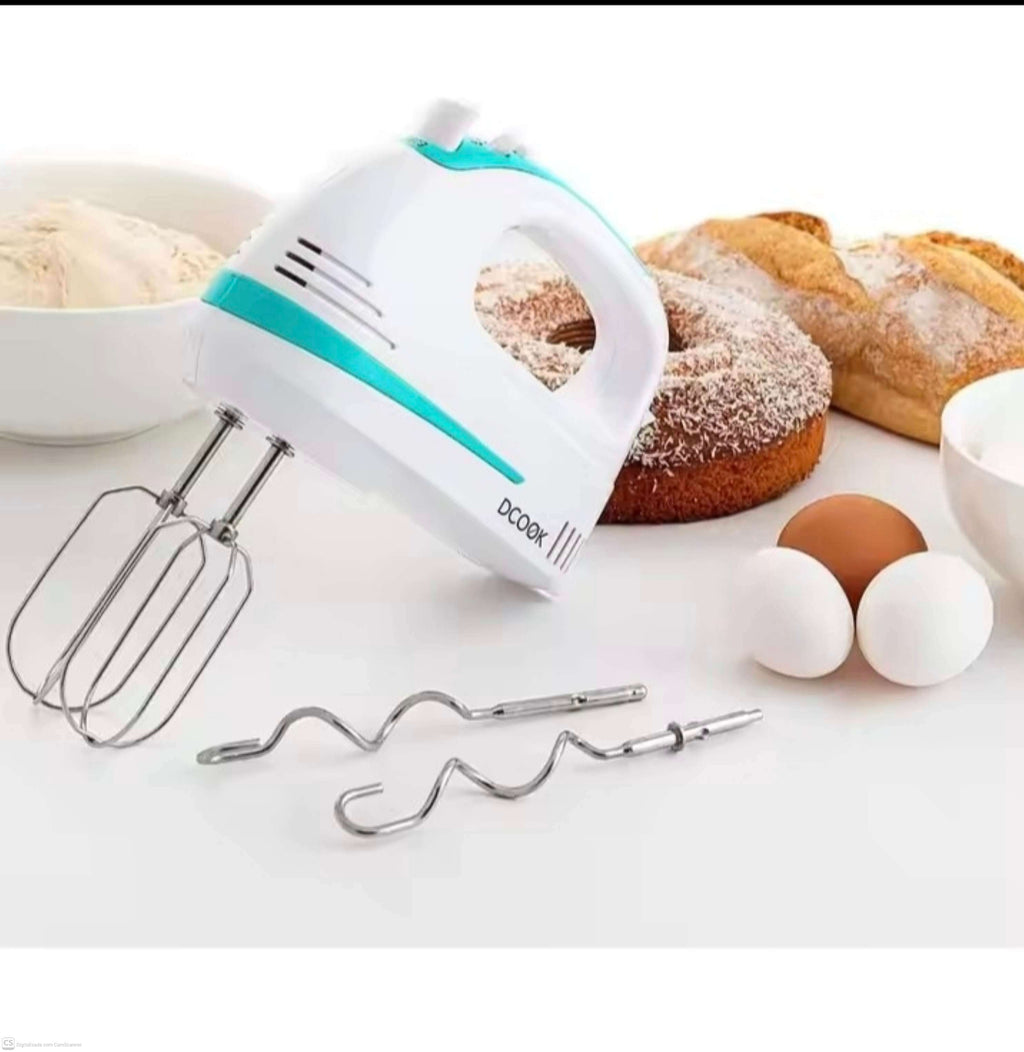Dcook Misturador de 300W com 5 Velocidades e função Turbo 2 varetas e 2 Ganchos em aço inoxidável sem BPA, Electrodoméstico para cozinha, Hotelaria e Pastelaria.
