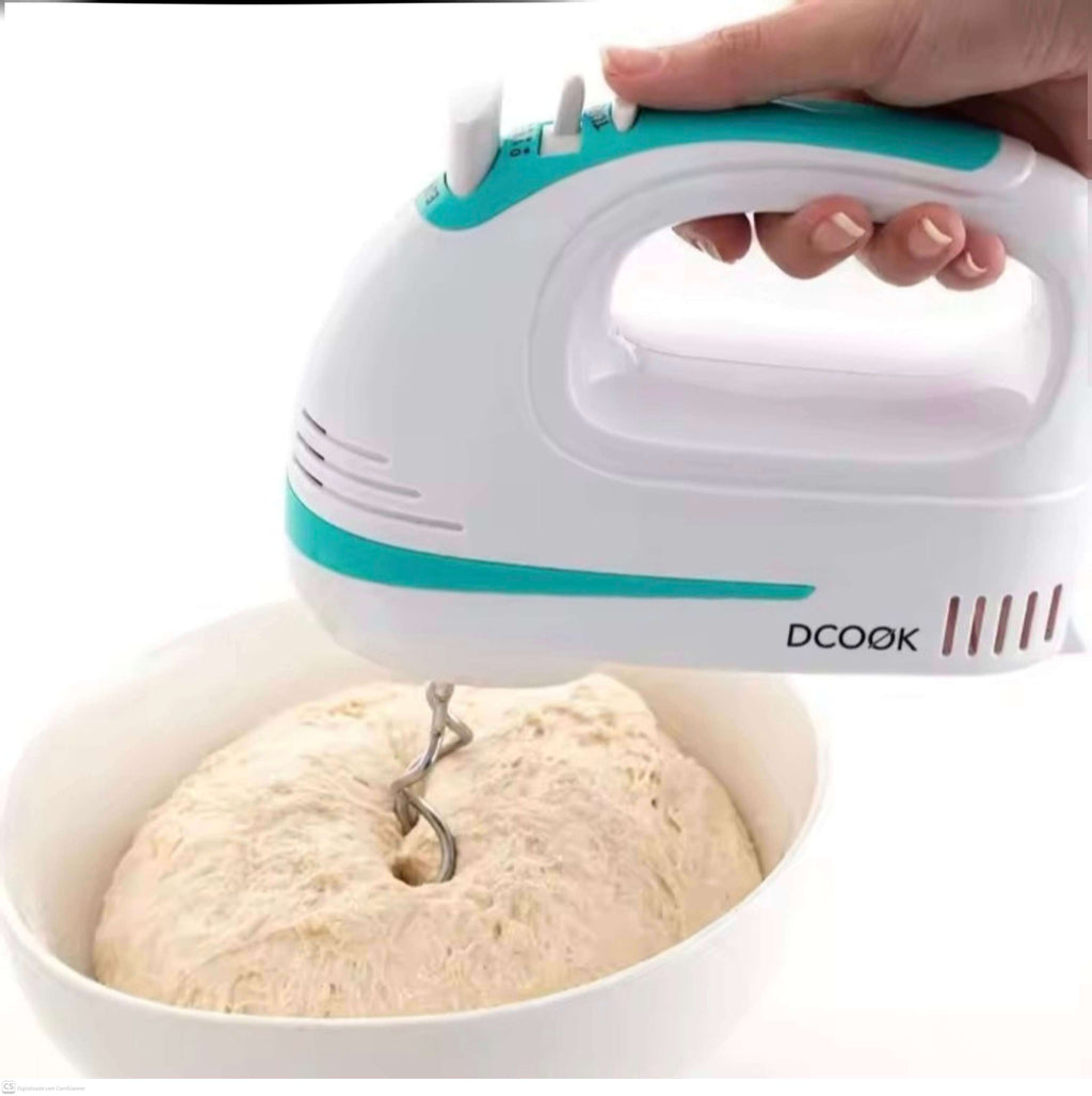 Dcook Misturador de 300W com 5 Velocidades e função Turbo 2 varetas e 2 Ganchos em aço inoxidável sem BPA, Electrodoméstico para cozinha, Hotelaria e Pastelaria.